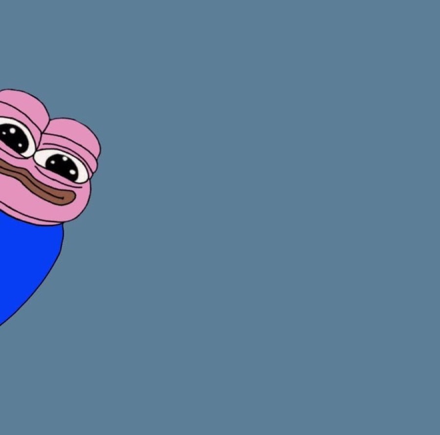 A pink Pepe peeking in from the edge of the frame.